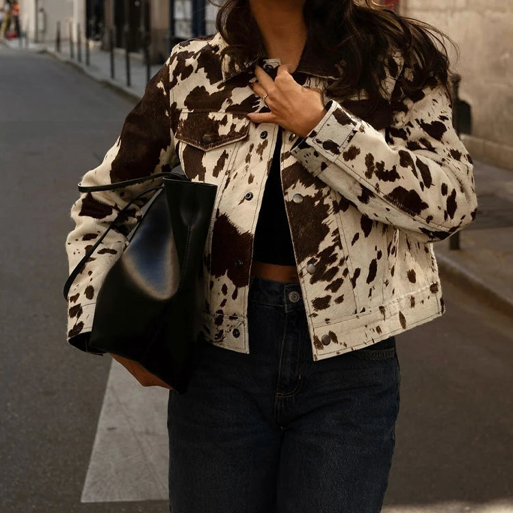 Jaqueta Trucker de Couro Eco Animal Print – Galinara