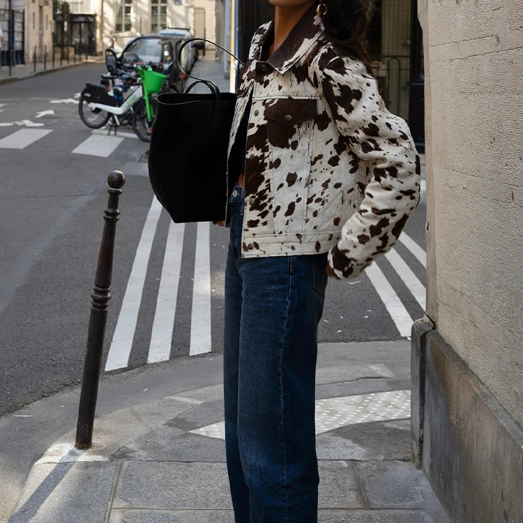 Jaqueta Trucker de Couro Eco Animal Print – Galinara