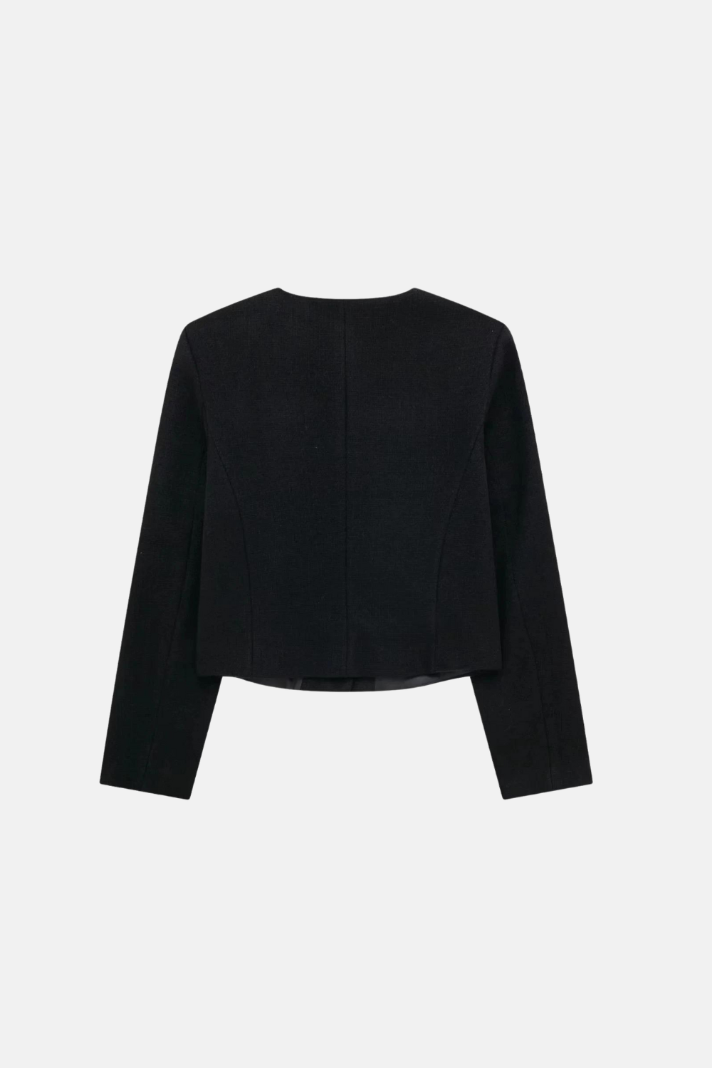 Jaqueta Cropped Preta com Botões Dourados – Kalirina