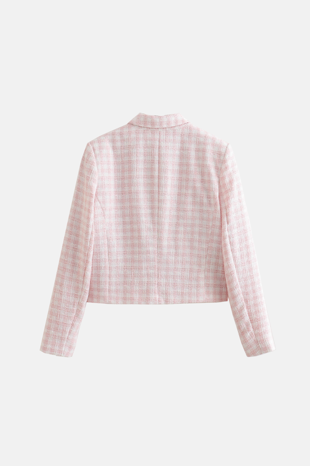 Jaqueta Cropped de Tweed Rosa com Botões Dourados – Learina