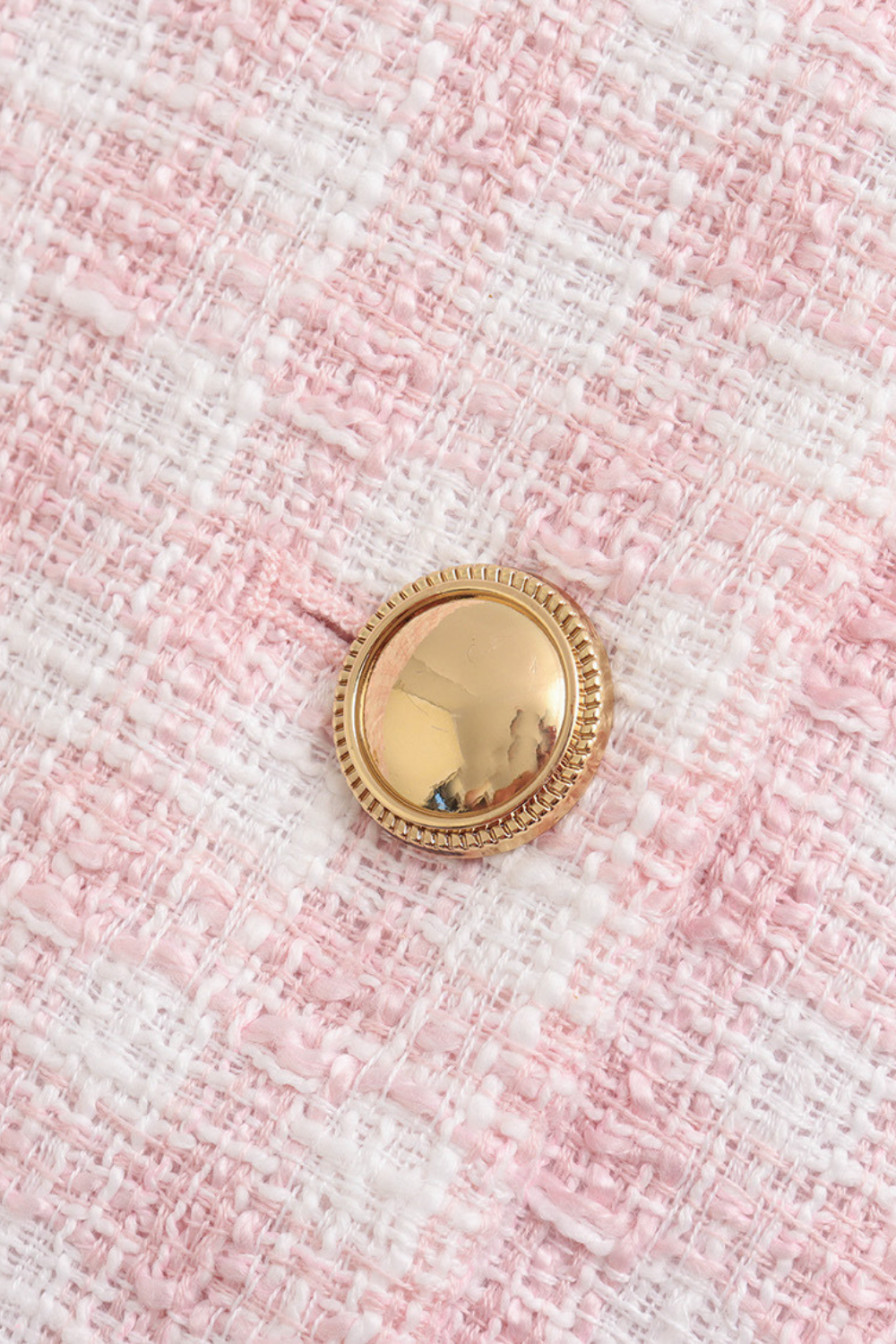 Jaqueta Cropped de Tweed Rosa com Botões Dourados – Learina