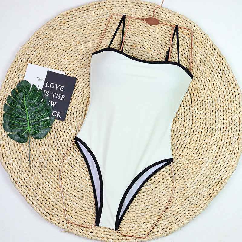 Maiô / Body Cavado com Acabamento Bicolor e Alças Finas – Caranira