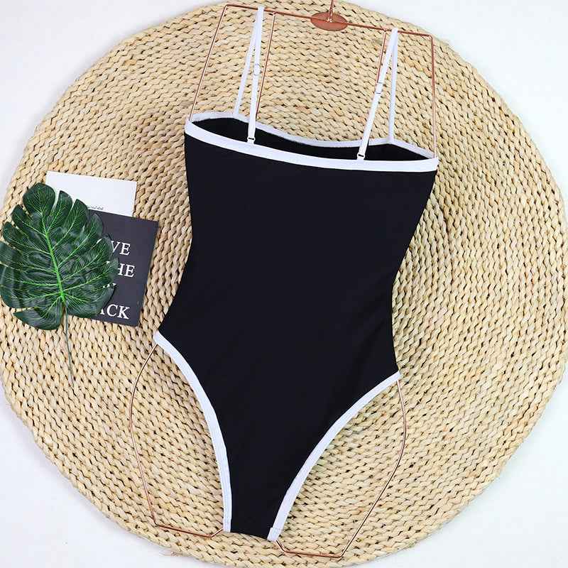 Maiô / Body Cavado com Acabamento Bicolor e Alças Finas – Caranira