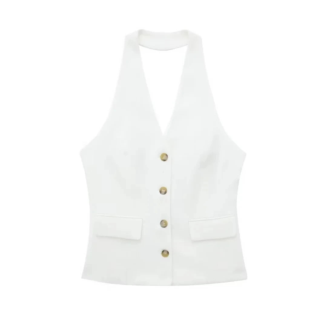 Conjunto Feminino Alfaiataria Colete Frente Única e Calça Pantalona – Maitê