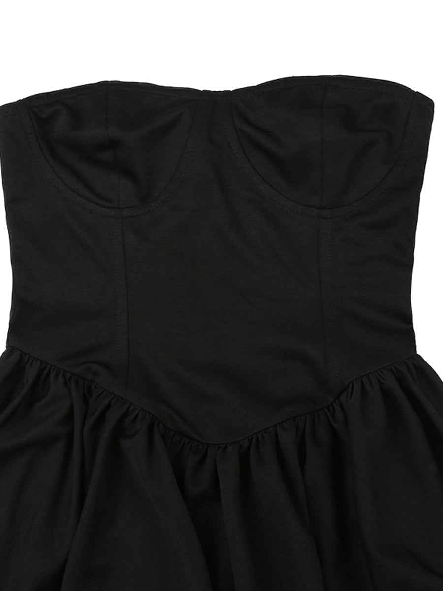 Vestido Curto Tomara que Caia com Corpete Estruturado e Saia Evasê – Maranora
