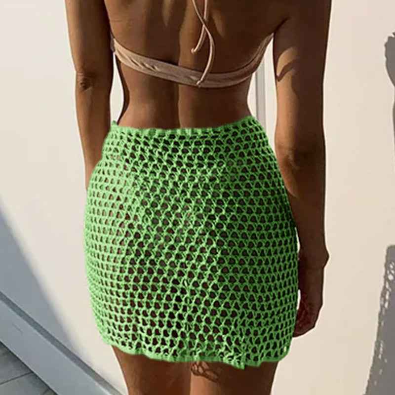 Saída de Praia Curta de Crochê Estilo Pareô de Amarrar – Lianira
