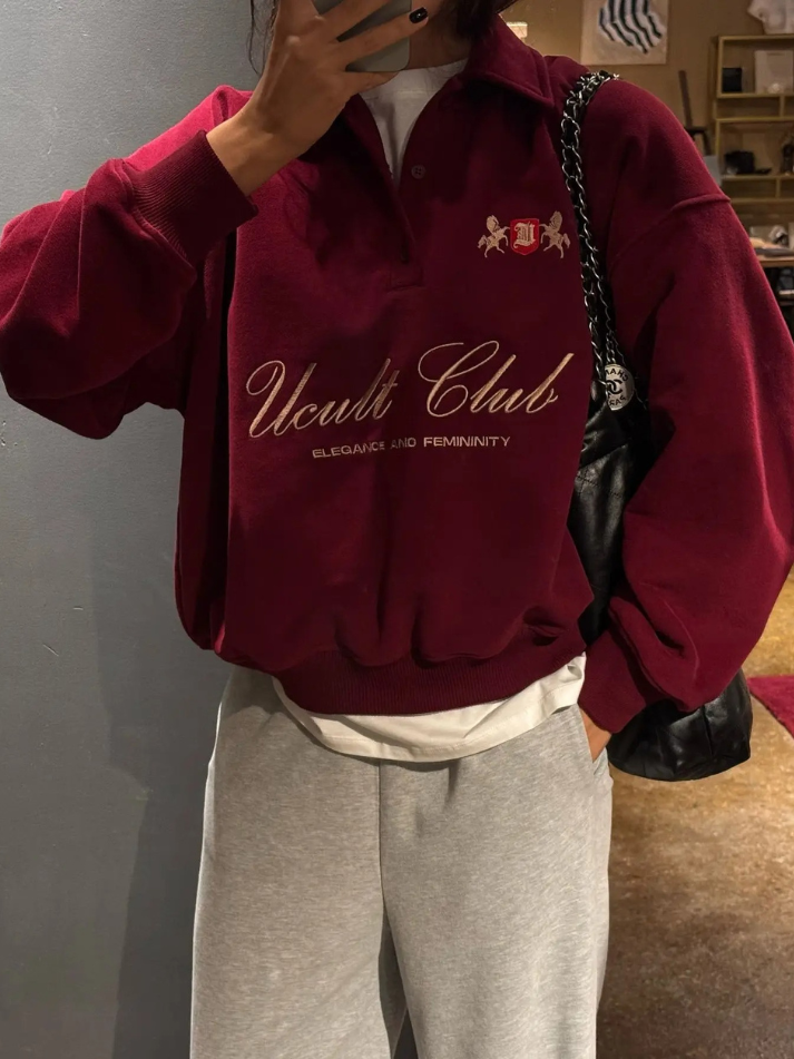 Moletom Oversized Bordado com Gola Polo – Caranara