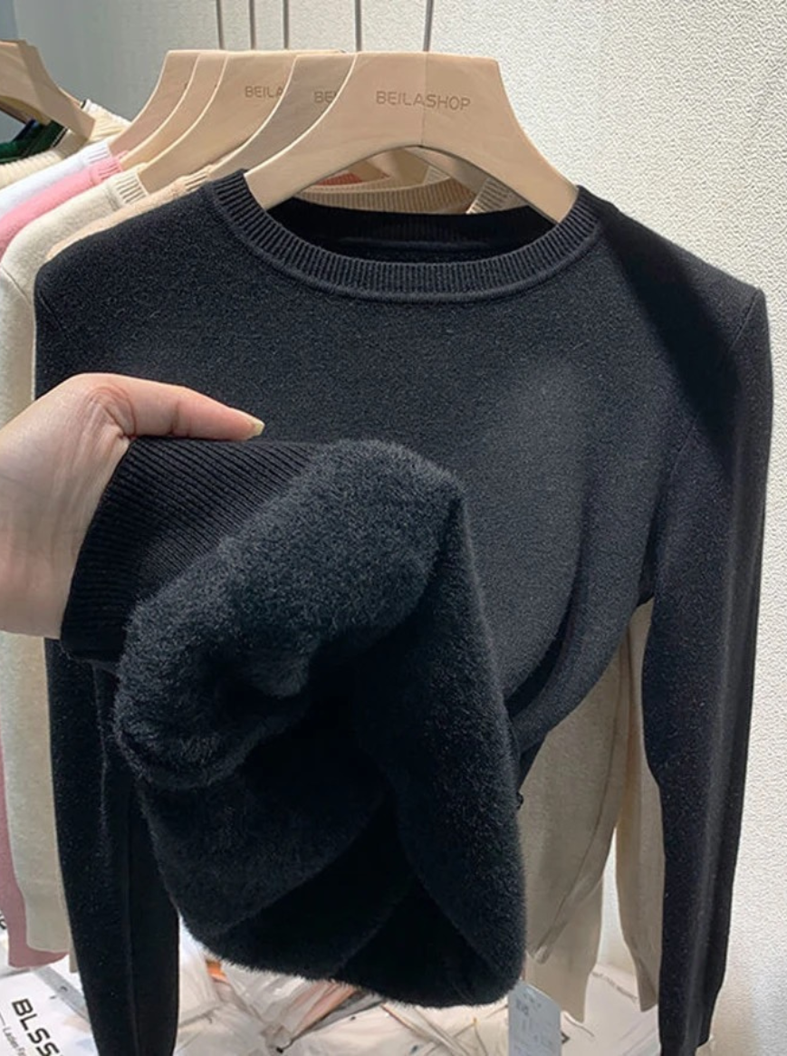 Suéter Feminino Térmico de Malha com Interior Peluciado – Maralina