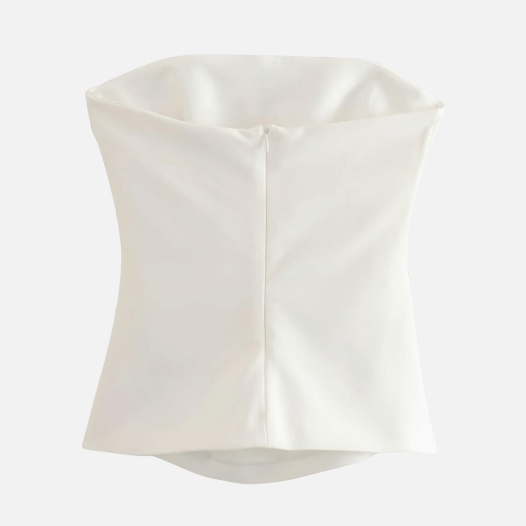 Top Tomara que Caia Branco com Corte Reto – Velarina