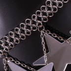 Top Feminino Metálico Prateado com Aplicações de Estrelas Espelhadas – Valirina