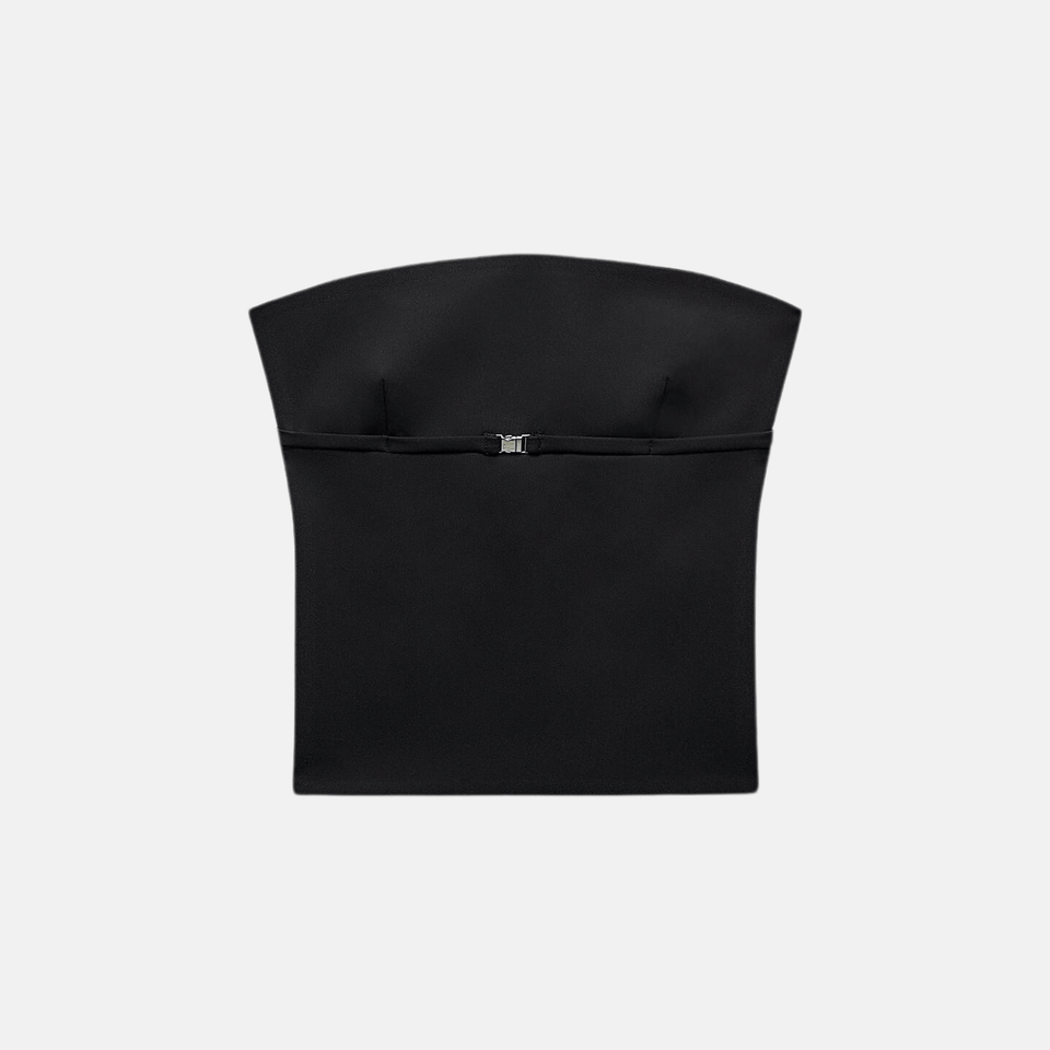 Top Tomara que Caia Preto com Tiras nas Costas – Viarina