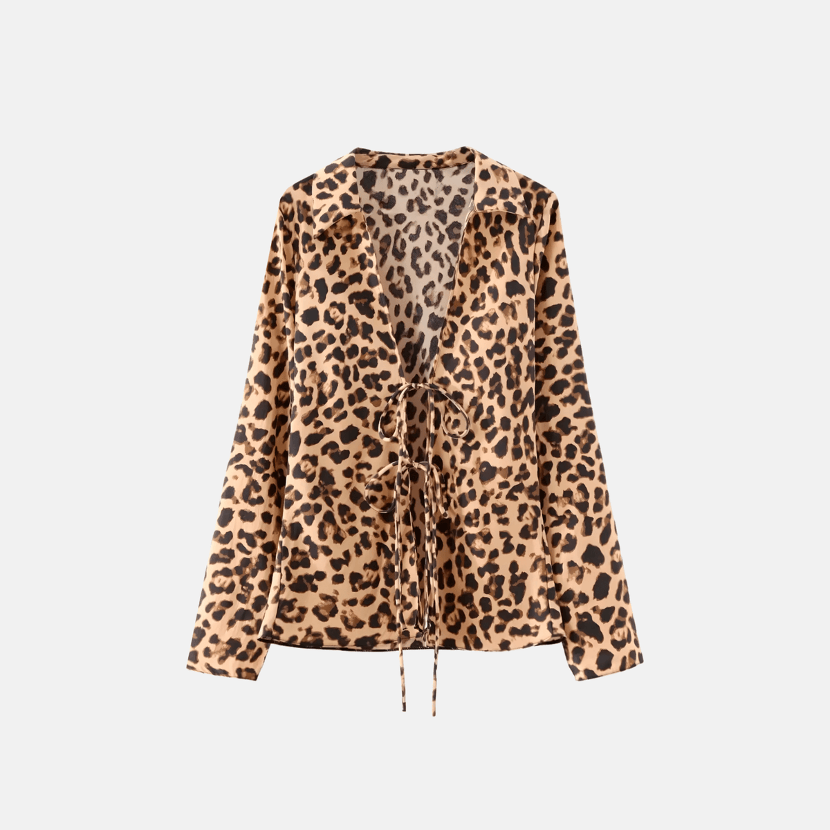 Camisa Feminina com Decote V Profundo e Amarração Frontal – Amanira