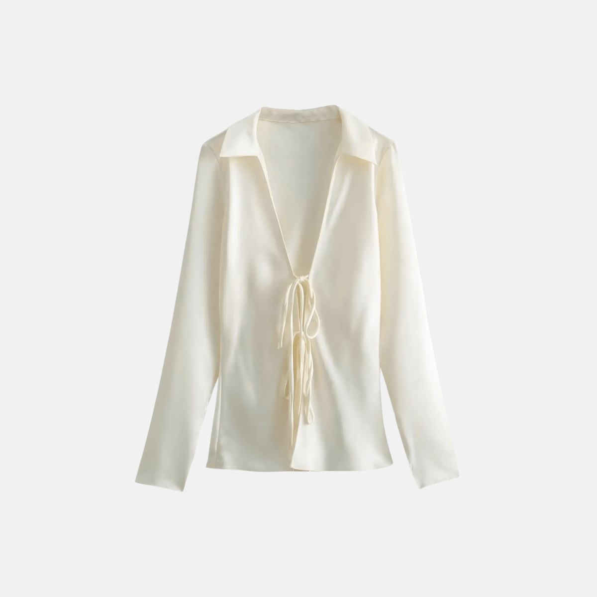 Camisa Feminina com Decote V Profundo e Amarração Frontal – Amanira