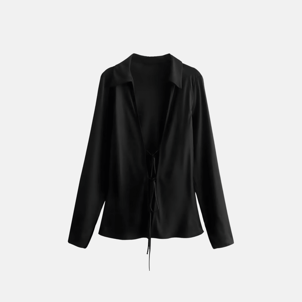 Camisa Feminina com Decote V Profundo e Amarração Frontal – Amanira