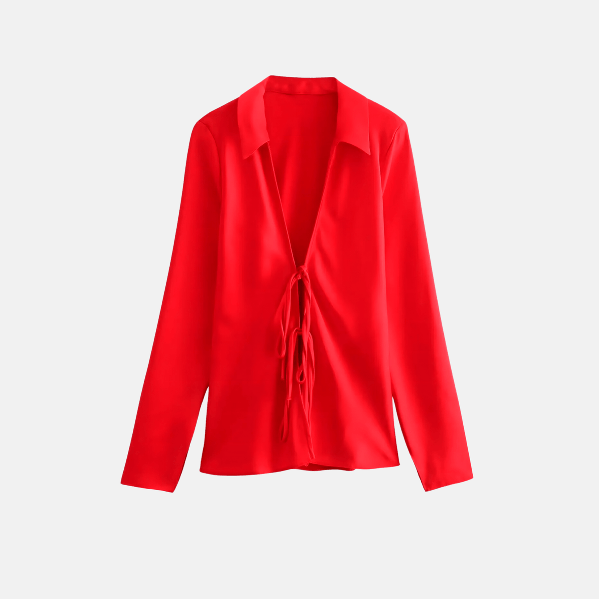 Camisa Feminina com Decote V Profundo e Amarração Frontal – Amanira