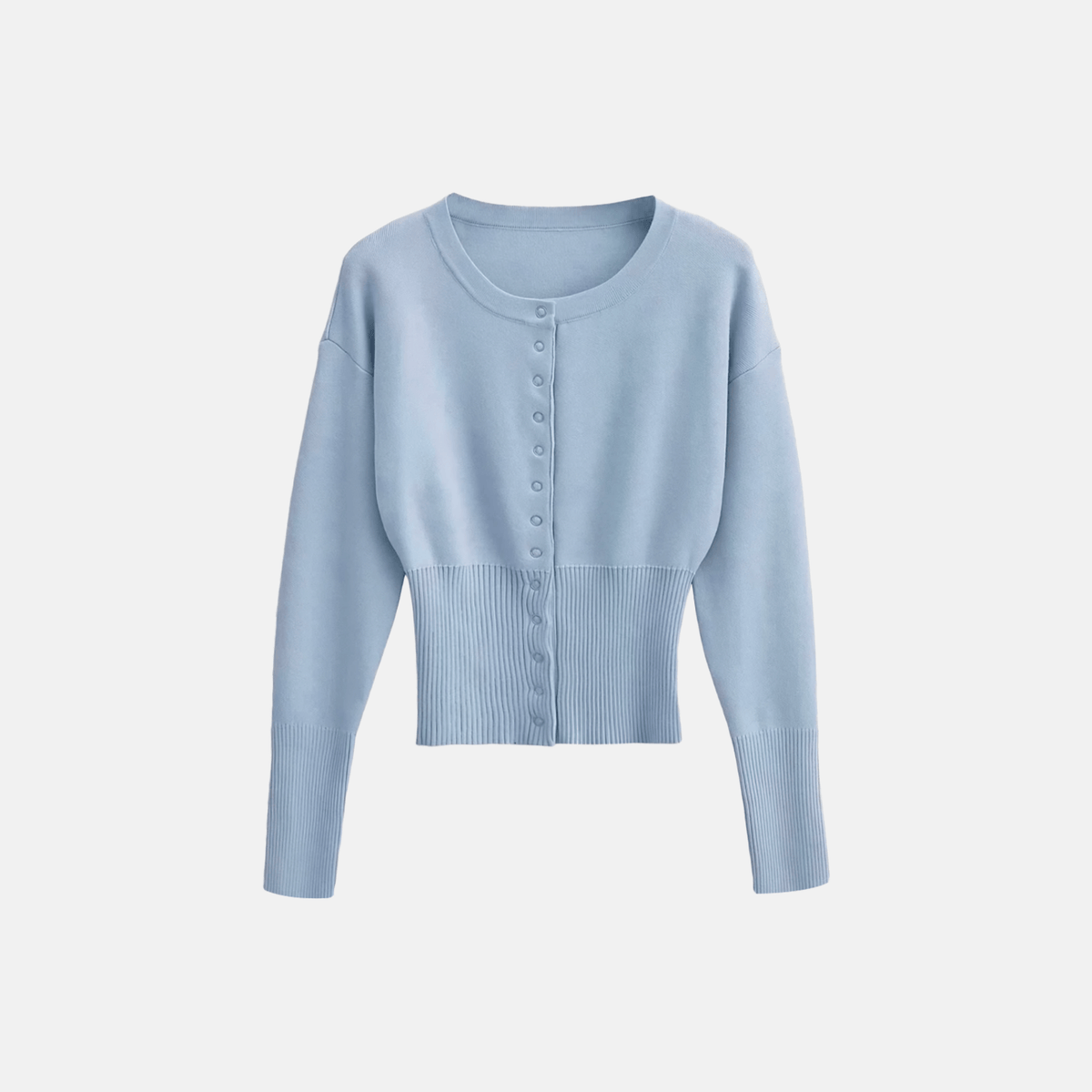 Cardigan Cropped de Tricô com Cintura Marcada e Botões – Arinira