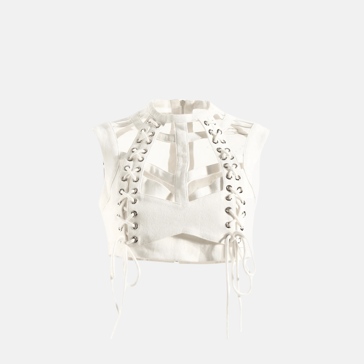 Top Cropped Estruturado com Recortes e Amarração Corset – Lealina
