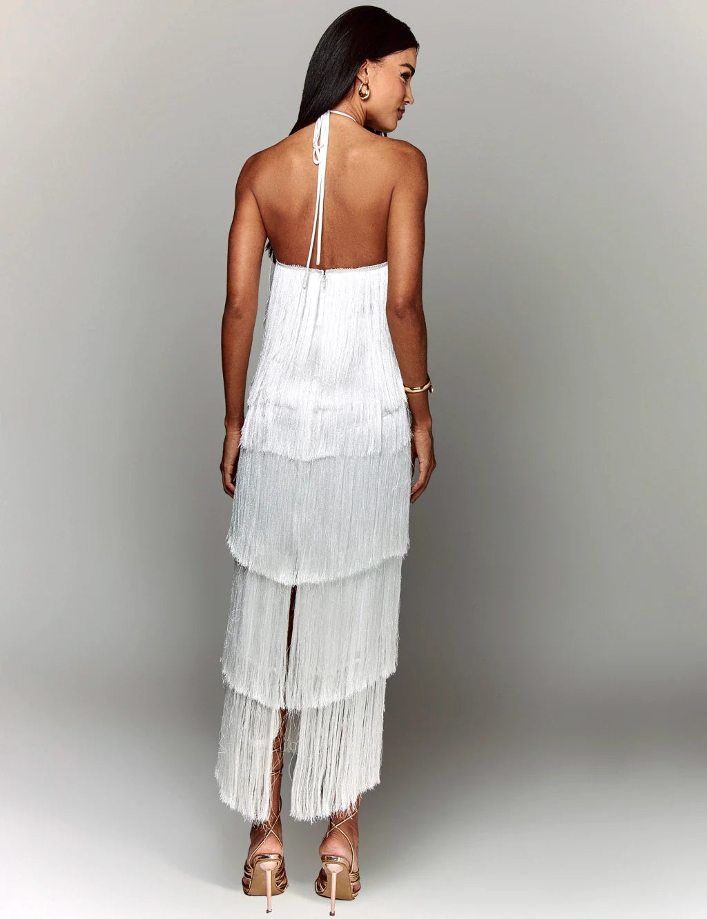 Vestido Longo Feminino de Eventos Elegante Com Franjas – Sandra