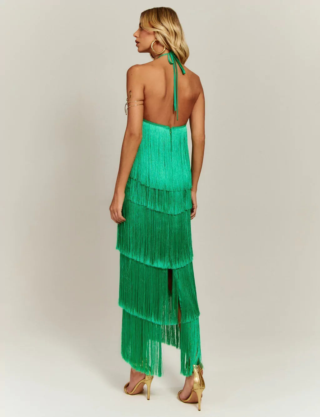 Vestido Longo Feminino de Eventos Elegante Com Franjas – Sandra