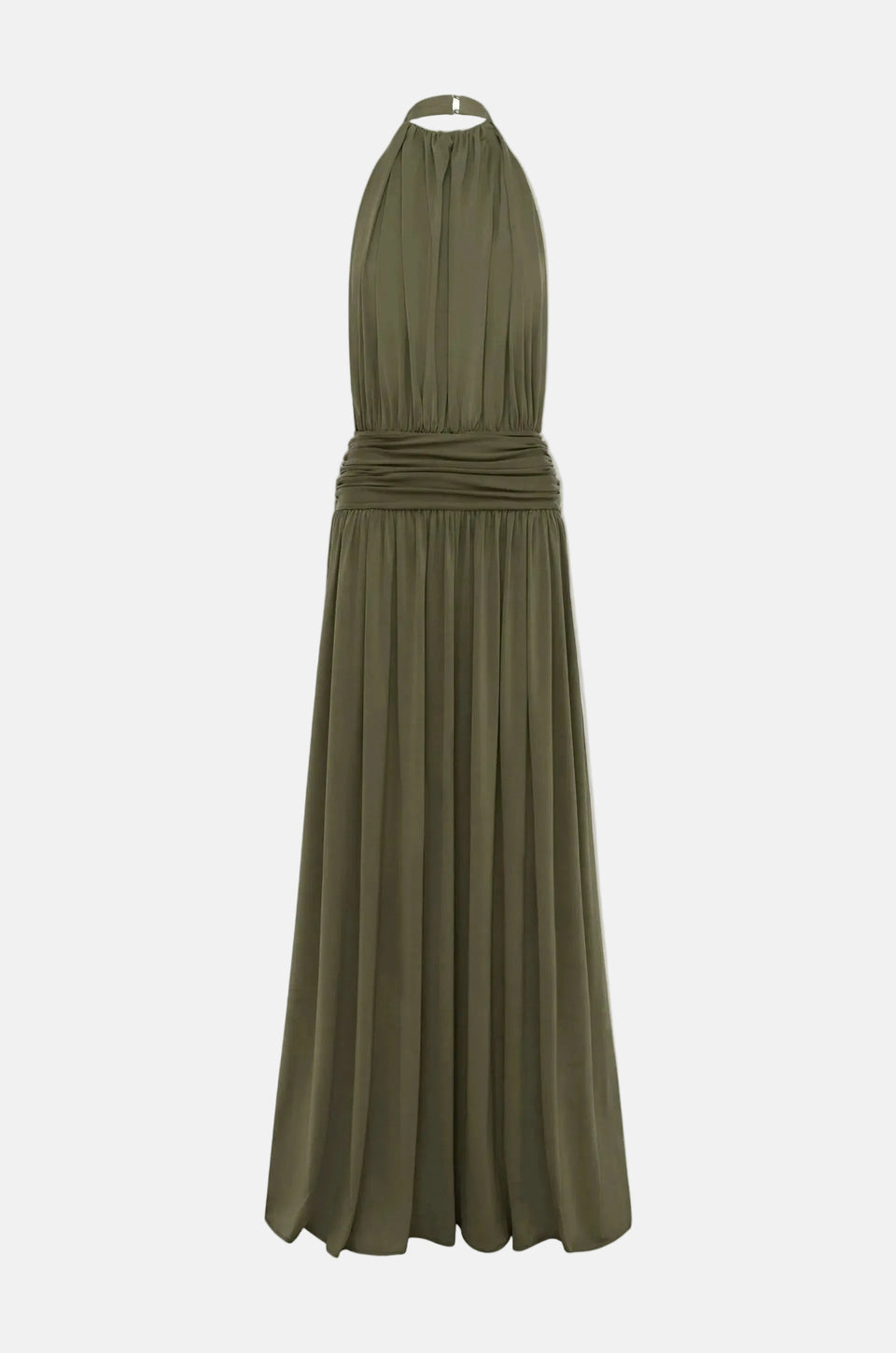 Vestido Longo Frente Única com Cintura Drapeada – Anita