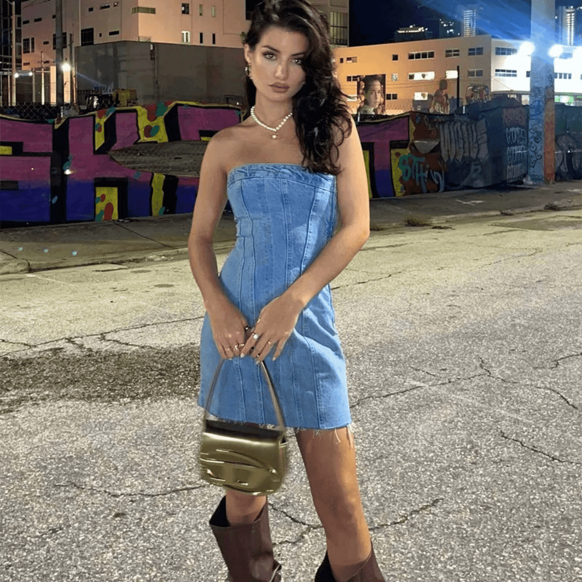 Vestido Jeans Curto Tomara que Caia Estilo Corset – Zelarina