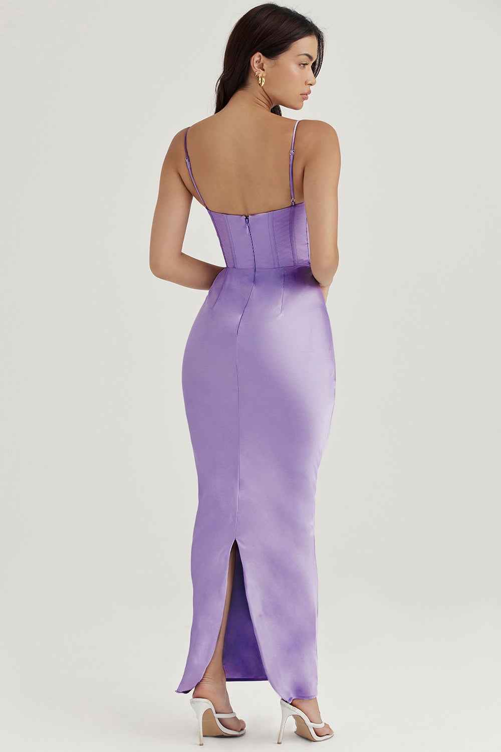 Vestido Longo de Festa com Corset Estruturado e Alças Finas – Liarina