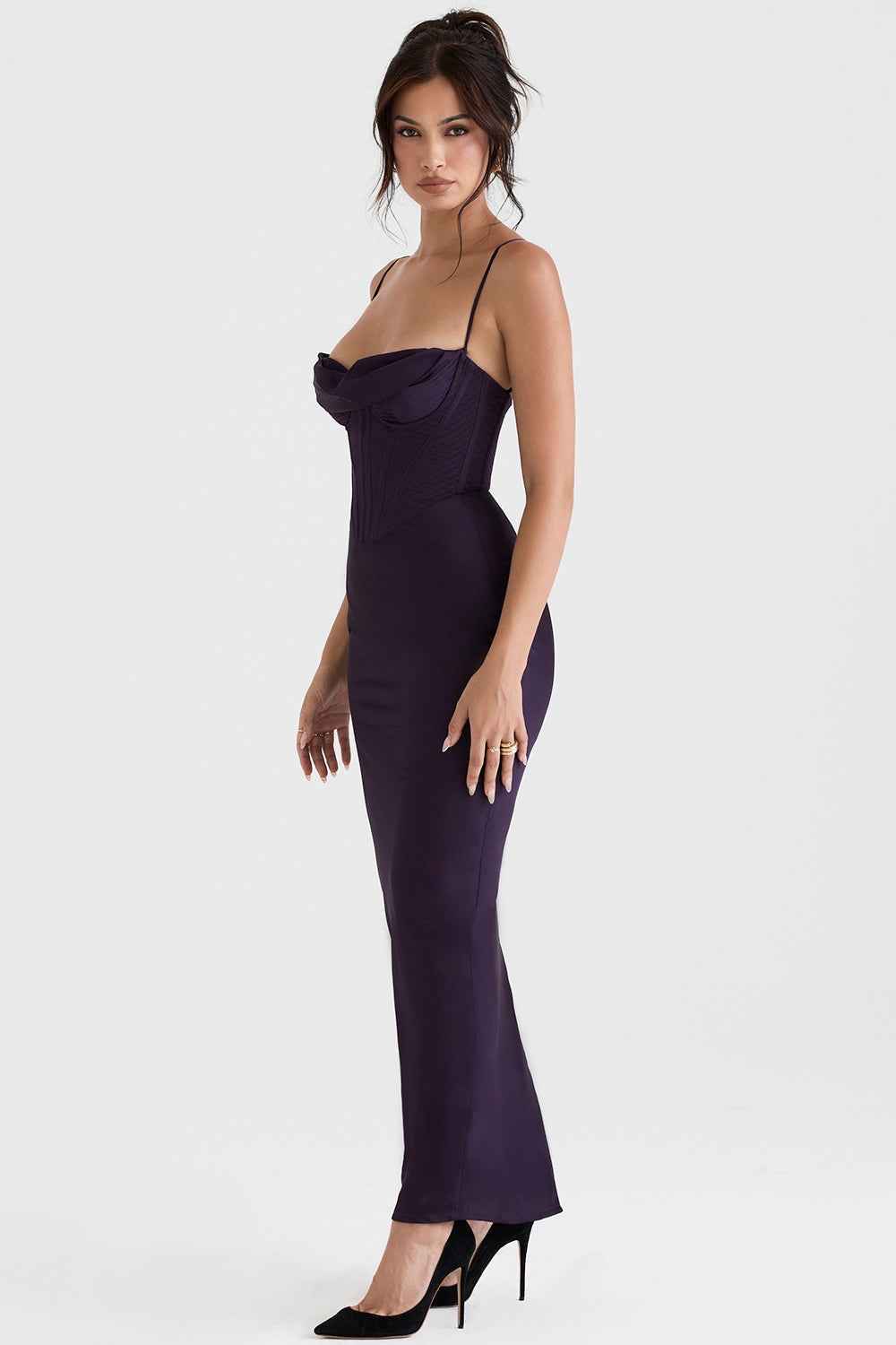 Vestido Longo de Festa com Corset Estruturado e Alças Finas – Liarina