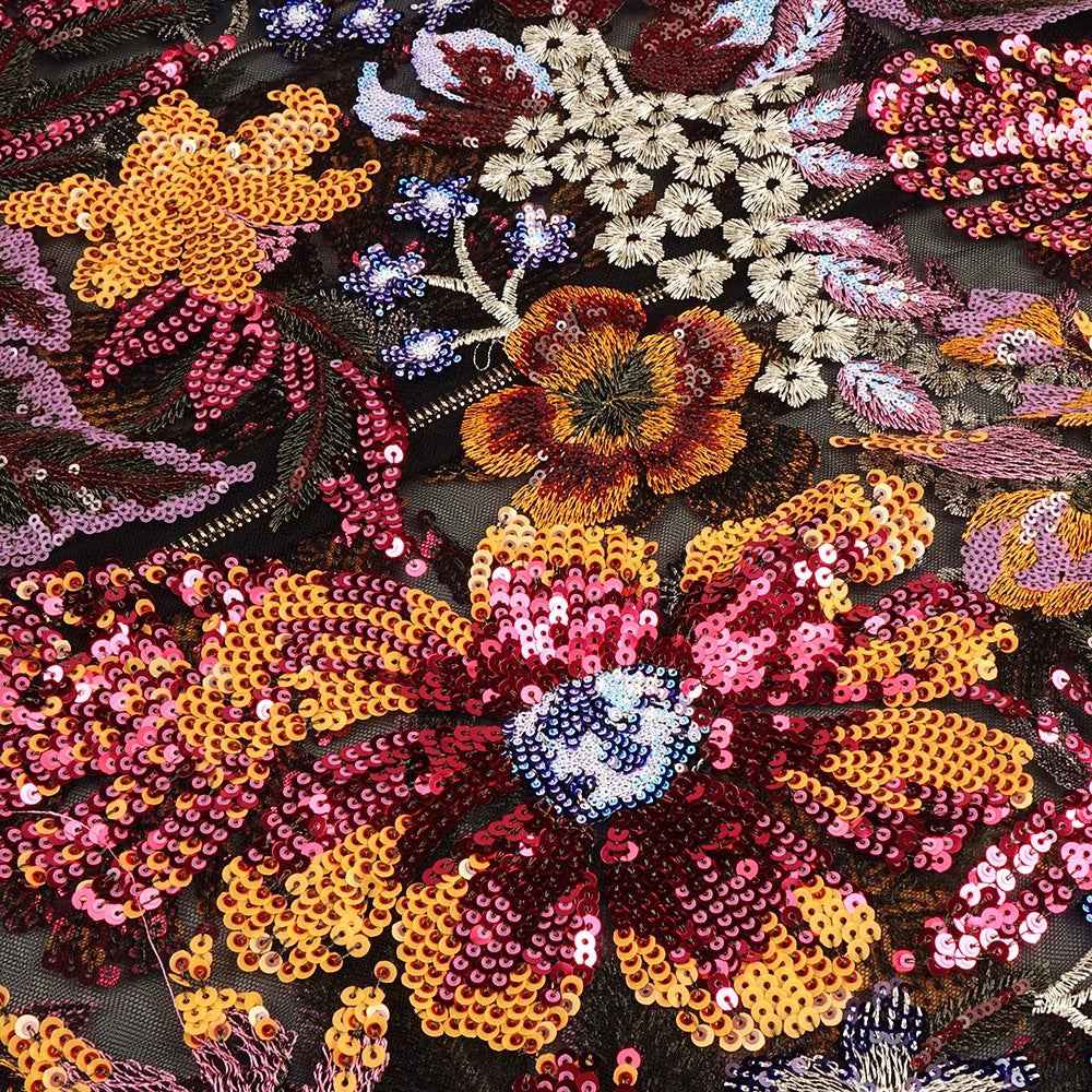 Vestido de Festa Longo Tomara que Caia de Tule com Bordado Floral de Lantejoulas – Isanora