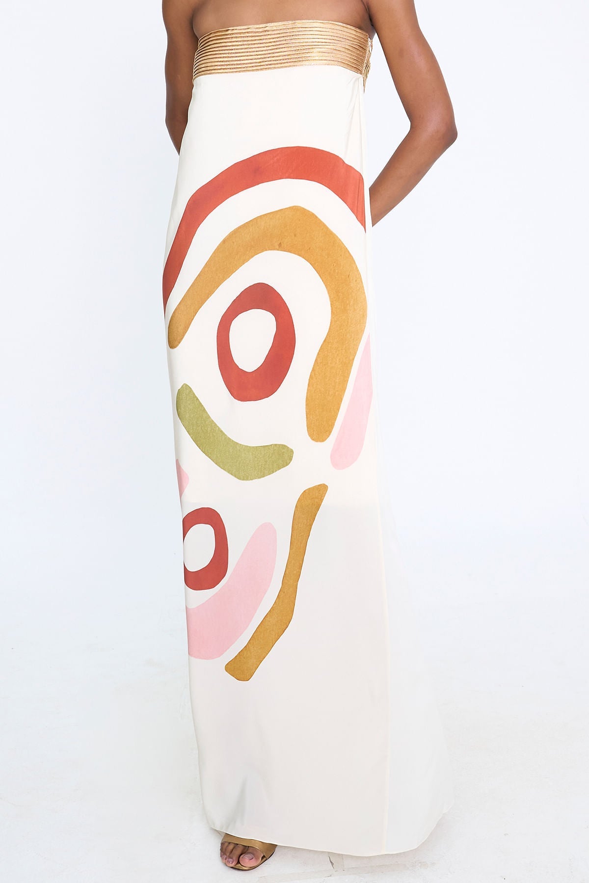 Vestido Longo Tomara que Caia com Estampa Abstrata – Florinda