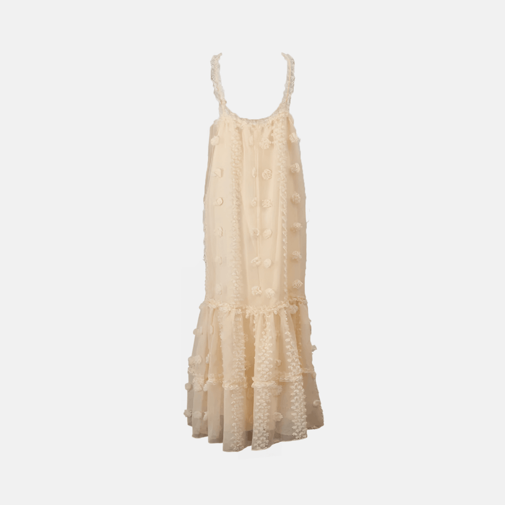 Vestido Longo com Textura 3D, Camadas e Amarração no Pescoço – Indira