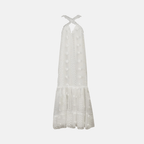 Vestido Longo com Textura 3D, Camadas e Amarração no Pescoço – Indira