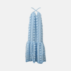 Vestido Longo com Textura 3D, Camadas e Amarração no Pescoço – Indira