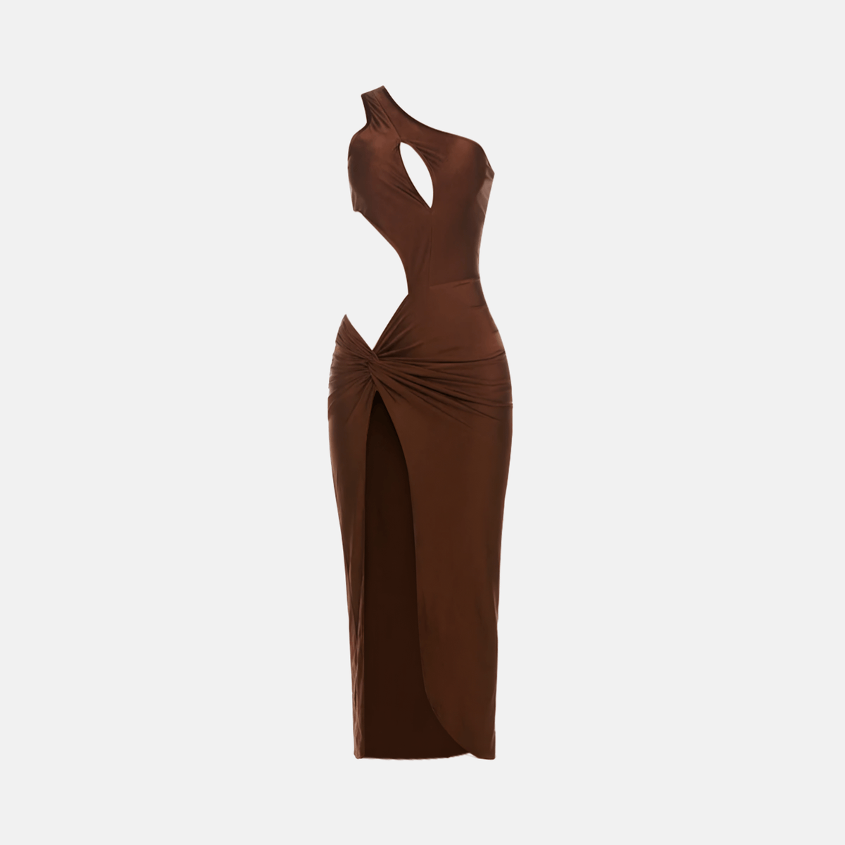 Vestido Longo de Festa Assimétrico com Recortes Laterais e Fenda Frontal – Dara