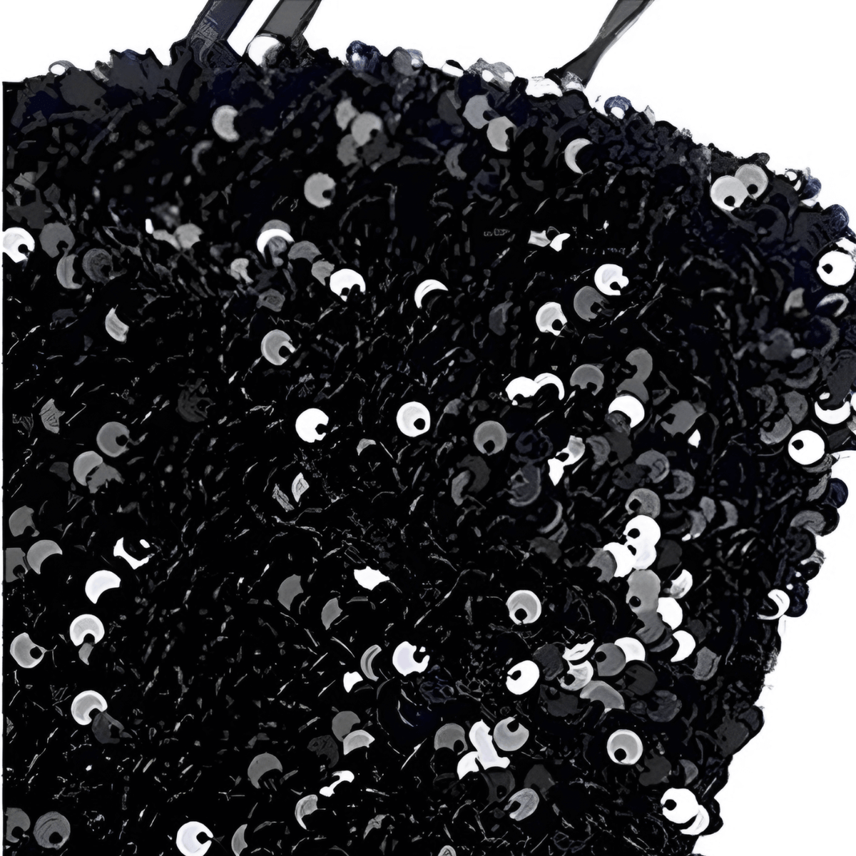 Minivestido Preto de Paetê com Decote Coração – Liana