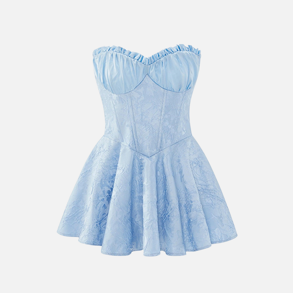 Vestido Mini Tomara que Caia com Saia Godê e Detalhe de Laise – Orarina