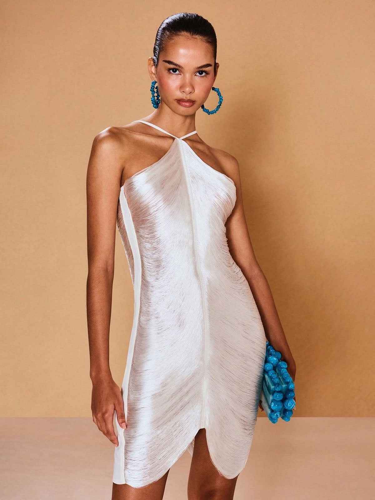 Vestido de Festa Curto com Franjas Metálicas Feminino – Lilinora