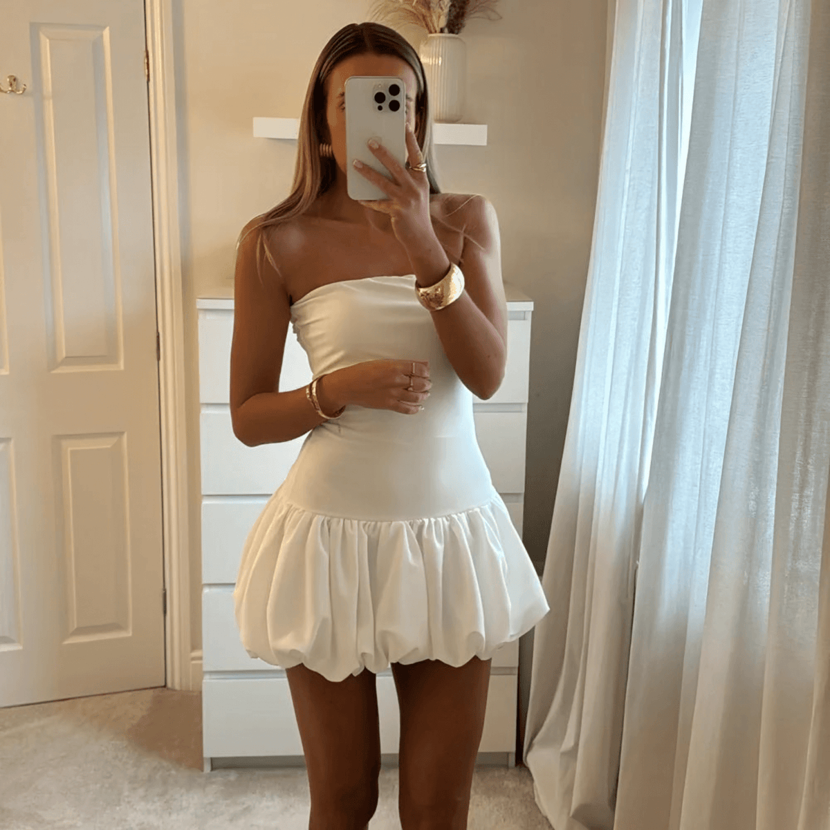 Vestido Curto Tomara que Caia com Saia Balonê – Oranora