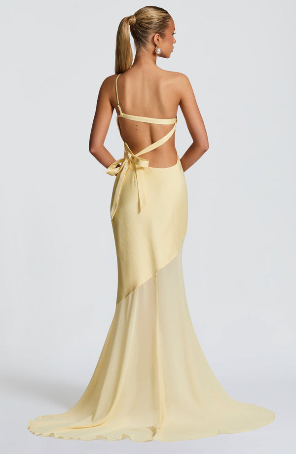 Vestido de Festa Longo Assimétrico de Um Ombro Só com Saia de Chiffon – Talita
