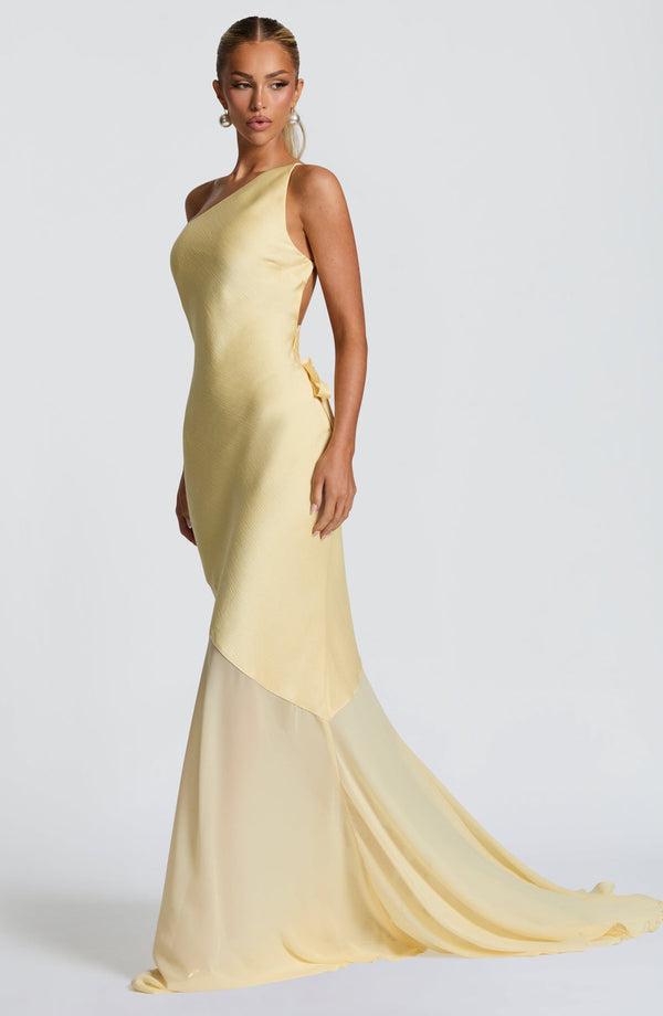 Vestido de Festa Longo Assimétrico de Um Ombro Só com Saia de Chiffon – Talita