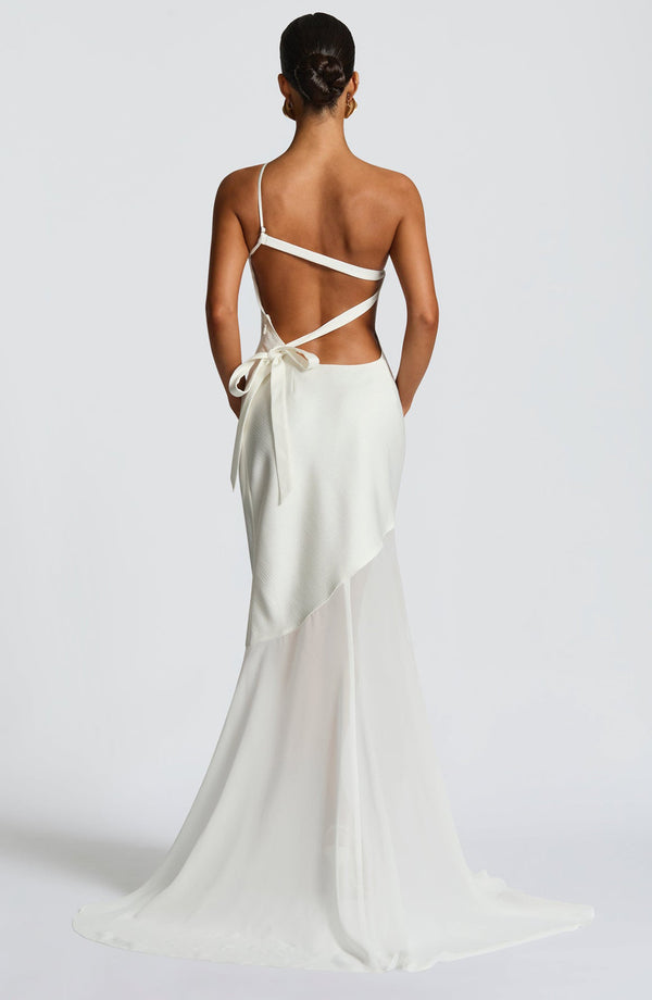 Vestido de Festa Longo Assimétrico de Um Ombro Só com Saia de Chiffon – Talita