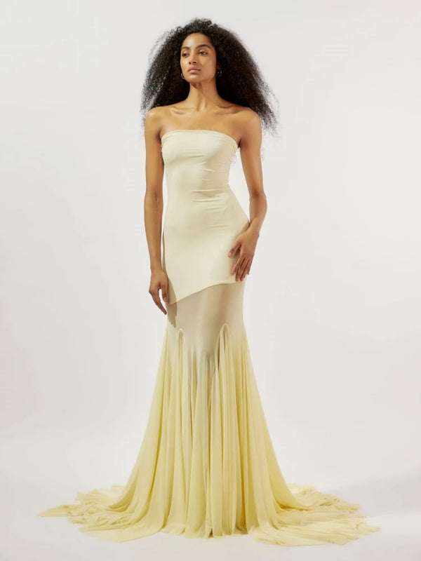 Vestido de Festa Longo Sereia Tomara que Caia Escultural com Saia Fluida – Selena
