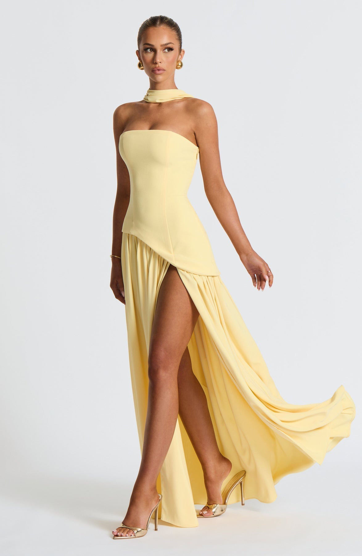 Vestido de Festa Longo Assimétrico com Saia Plissada – Malina