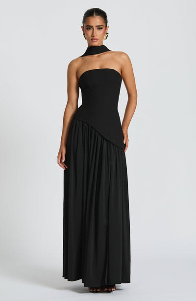 Vestido de Festa Longo Assimétrico com Saia Plissada – Malina