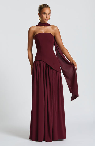 Vestido de Festa Longo Assimétrico com Saia Plissada – Malina