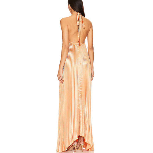Vestido de Festa Longo com Franjas de Lurex e Recortes Laterais – Ariela