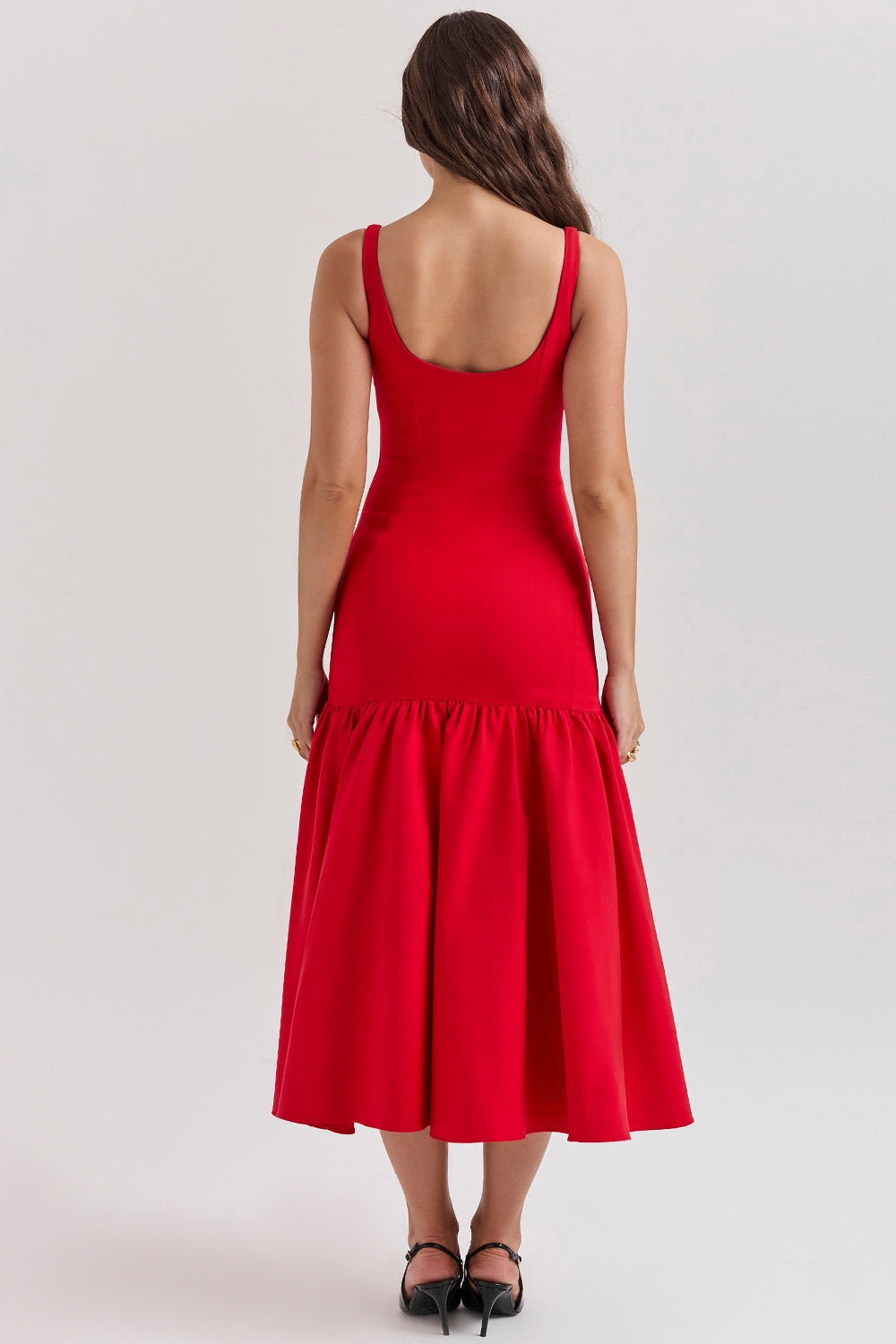 Vestido de Festa Midi Estruturado com Corpete Justo e Saia Balonê Escultural – Mel