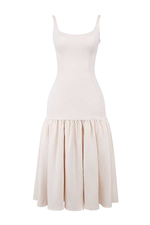 Vestido de Festa Midi Estruturado com Corpete Justo e Saia Balonê Escultural – Mel
