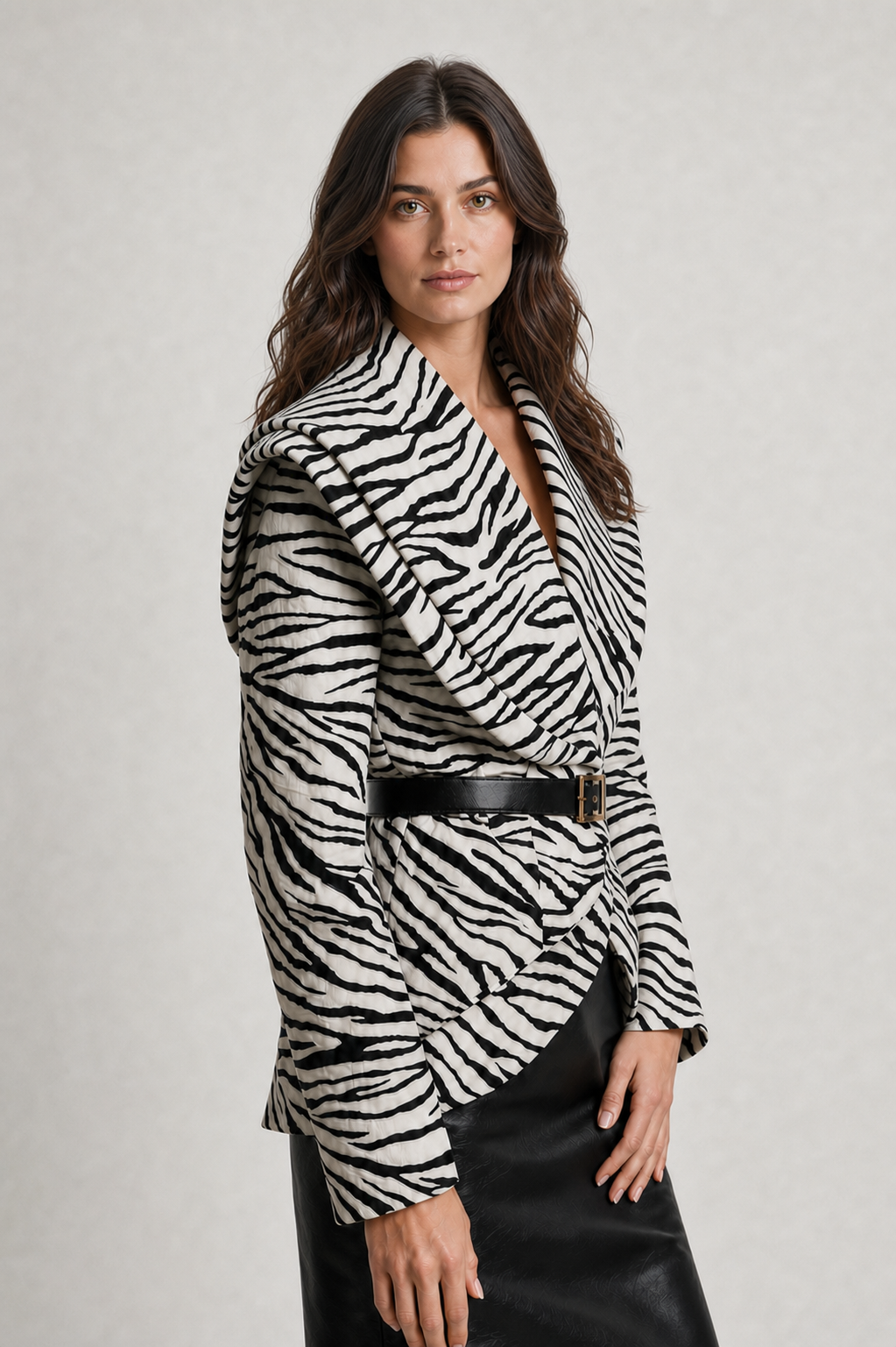 Blazer Feminino Alfaiataria Estruturado Animal Print Zebra – Patrícia