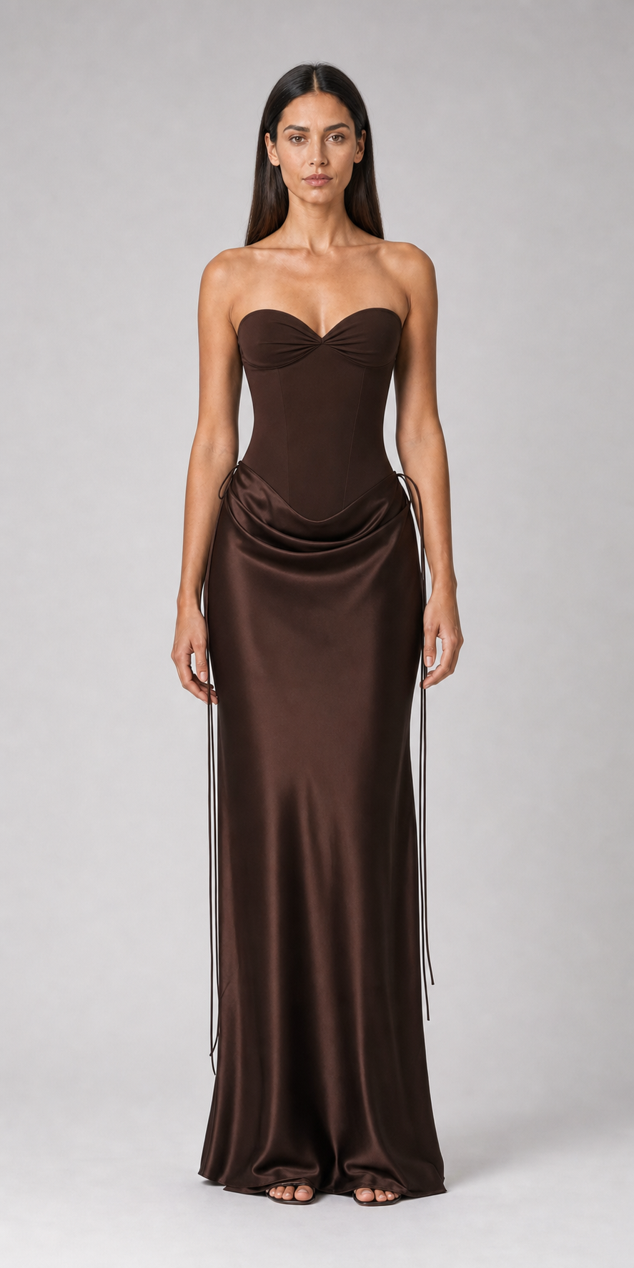 Vestido Longo de Festa Acetinado Tomara que Caia com Corset – Belisa