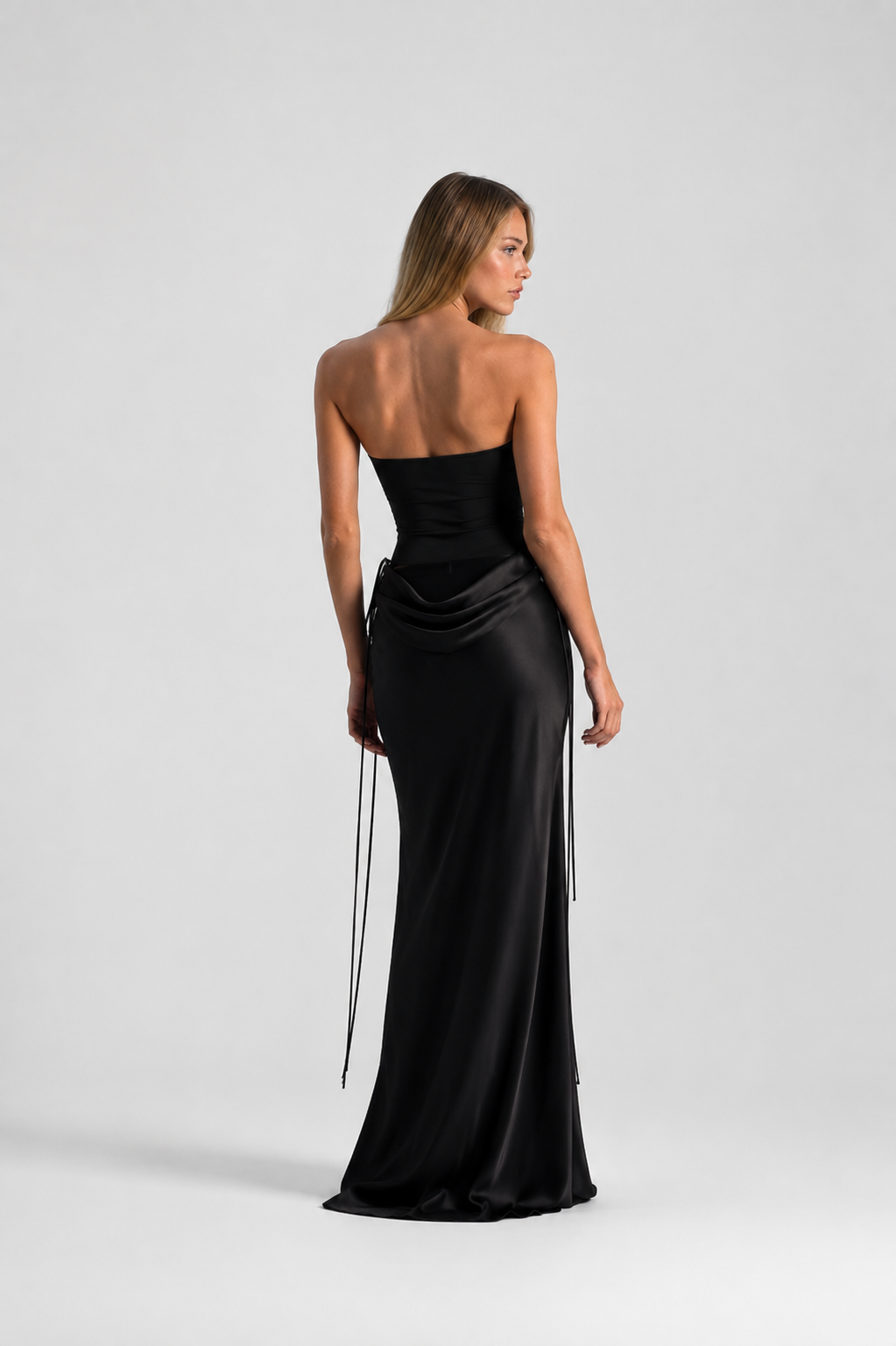 Vestido Longo de Festa Acetinado Tomara que Caia com Corset – Belisa